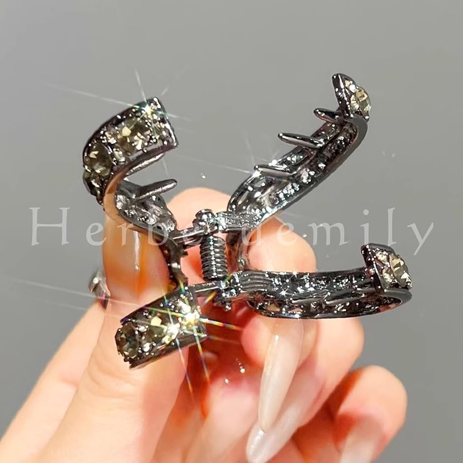 ヘアクロー ヘアクリップ ポニーテールクリップ ビジュー ラインストーン ヘアピン 髪飾り(ブラック) | ブランド登録なし | 03