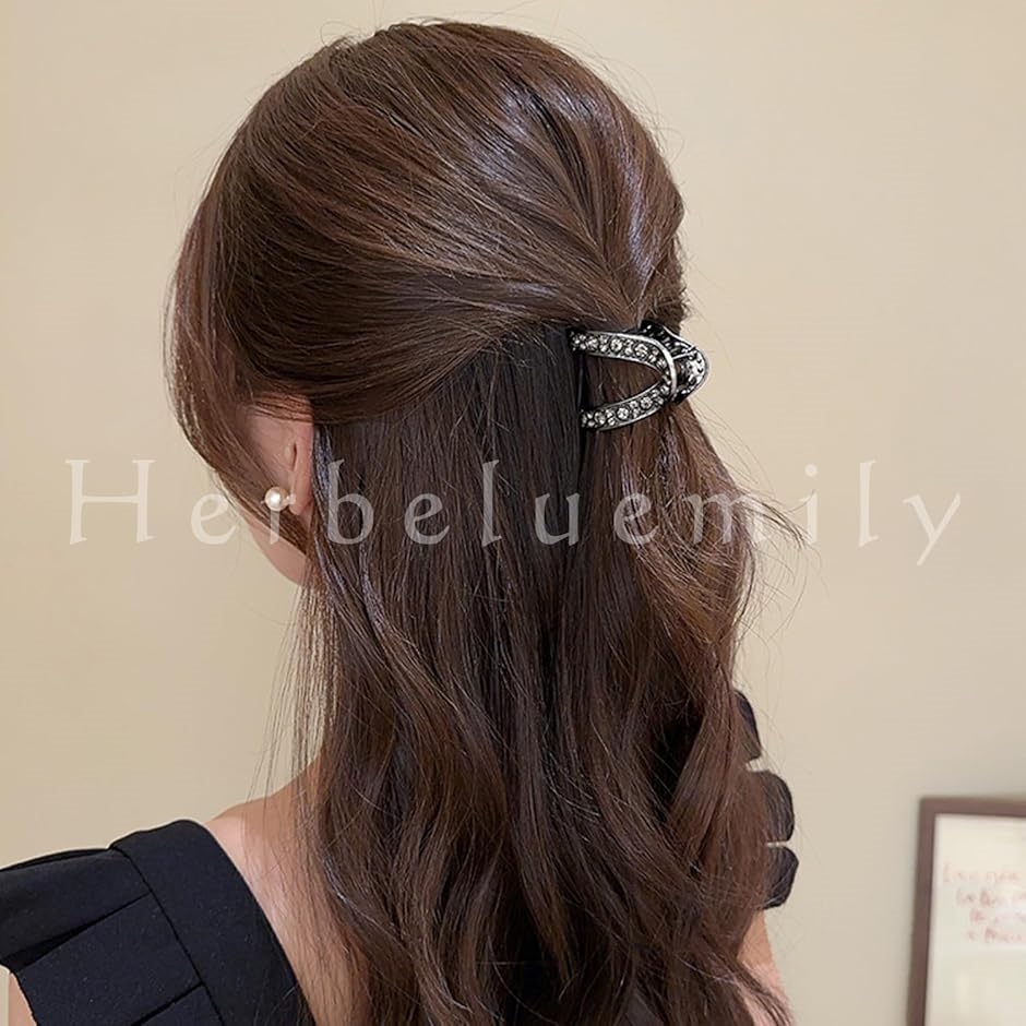 ヘアクロー ヘアクリップ ポニーテールクリップ ビジュー ラインストーン ヘアピン 髪飾り(ブラック) | ブランド登録なし | 04