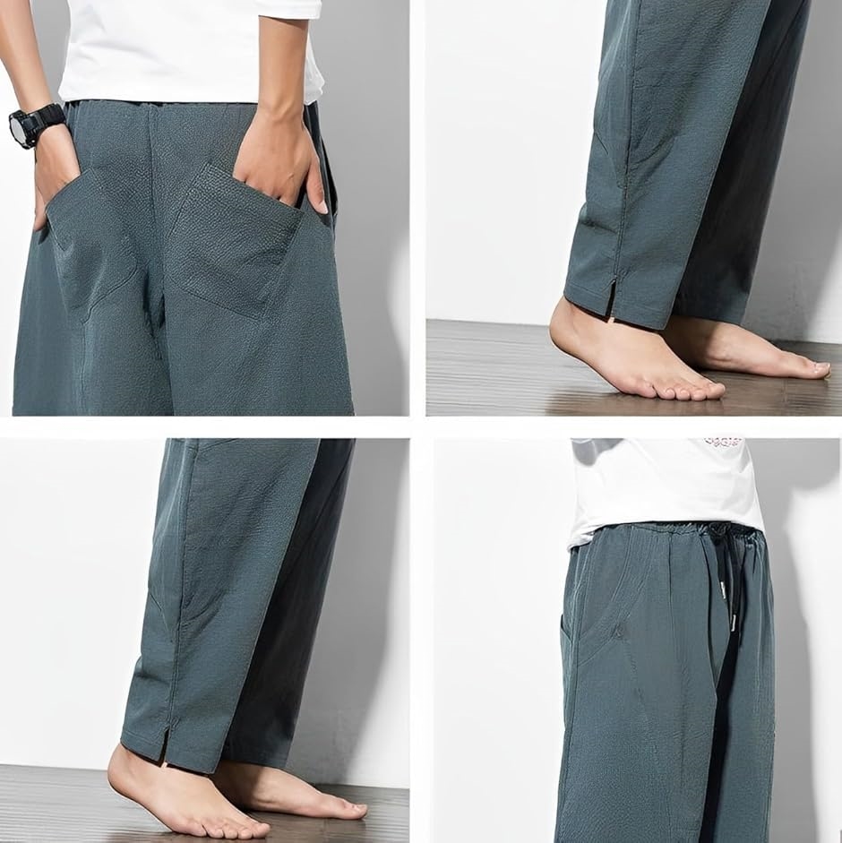 アスペルシオ エスニック タイパンツ リラックス アジアン サルエルパンツ ポケット付き ズボン メンズ(ブラックコーラル,  2XL) | ブランド登録なし | 06