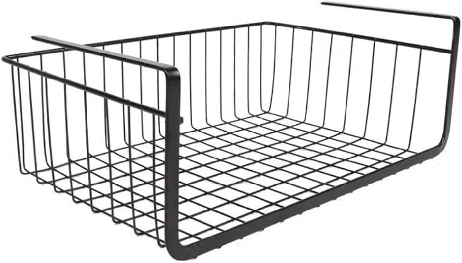 吊り下げ収納 吊り下げラック 吊り下げ棚 カゴ バスケット ストッカー 40x26x15cm(ブラック) | ブランド登録なし