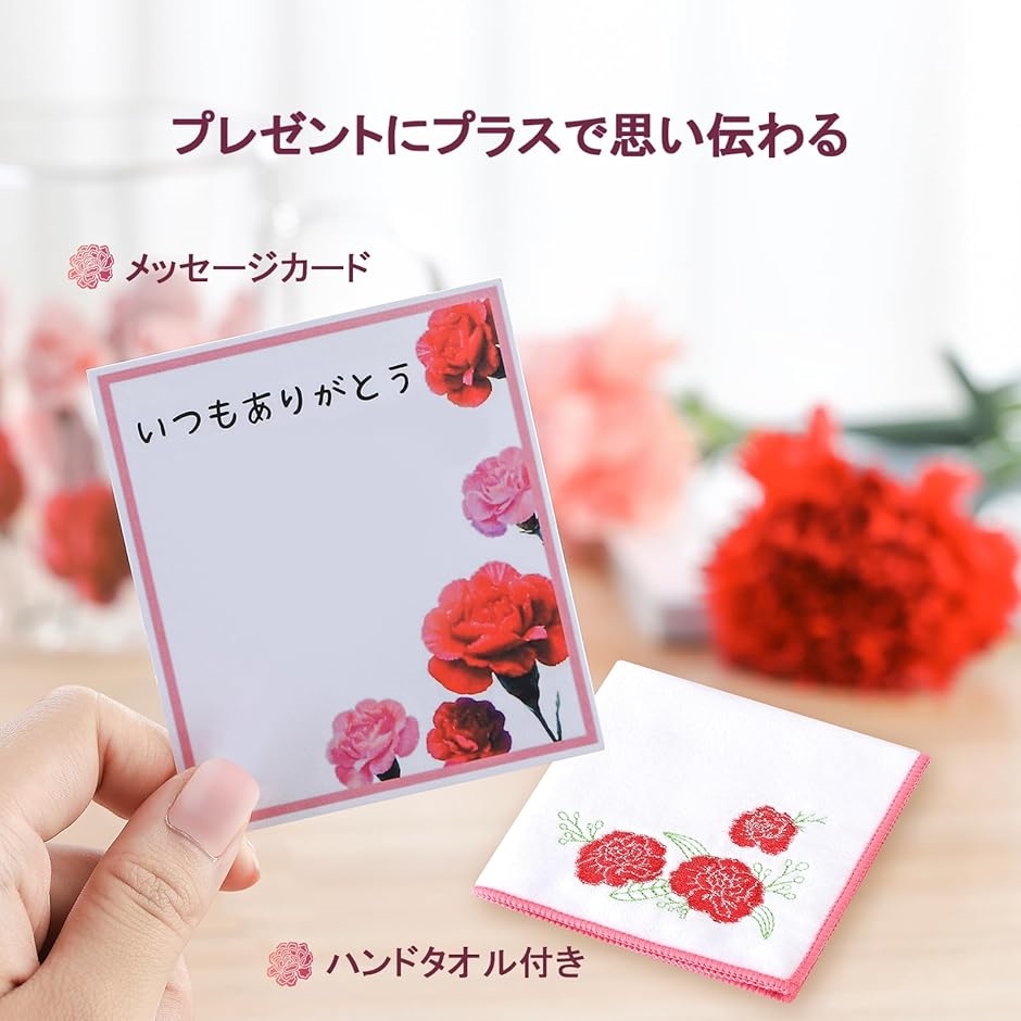 母親 誕生日プレゼント ダブルウォールグラスカーネーションハンドタオル付き メッセージカード付き 桐箱入り 化粧箱入り(レッド) | ブランド登録なし | 08