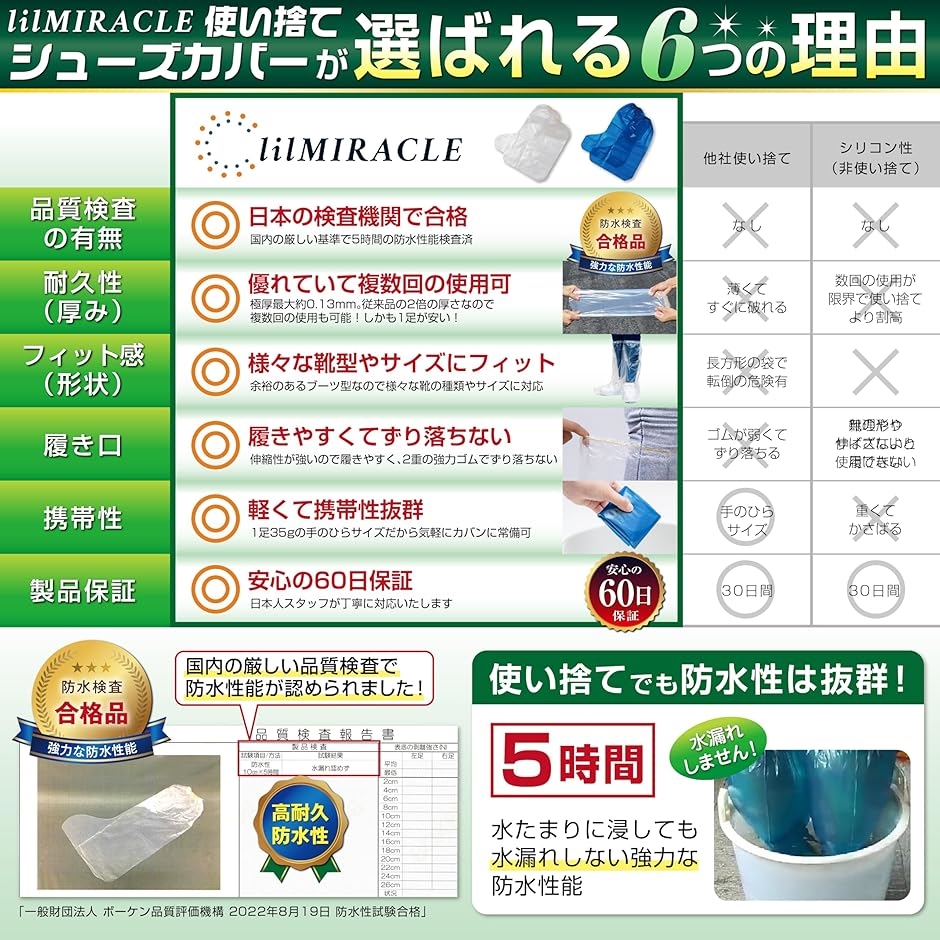 シューズカバー 靴カバー 国内検査合格 防水(クリア お試し 10枚 (5足) ミドルサイズ,  ミドル（高さ45cm/底長38cm）) | ブランド登録なし | 04