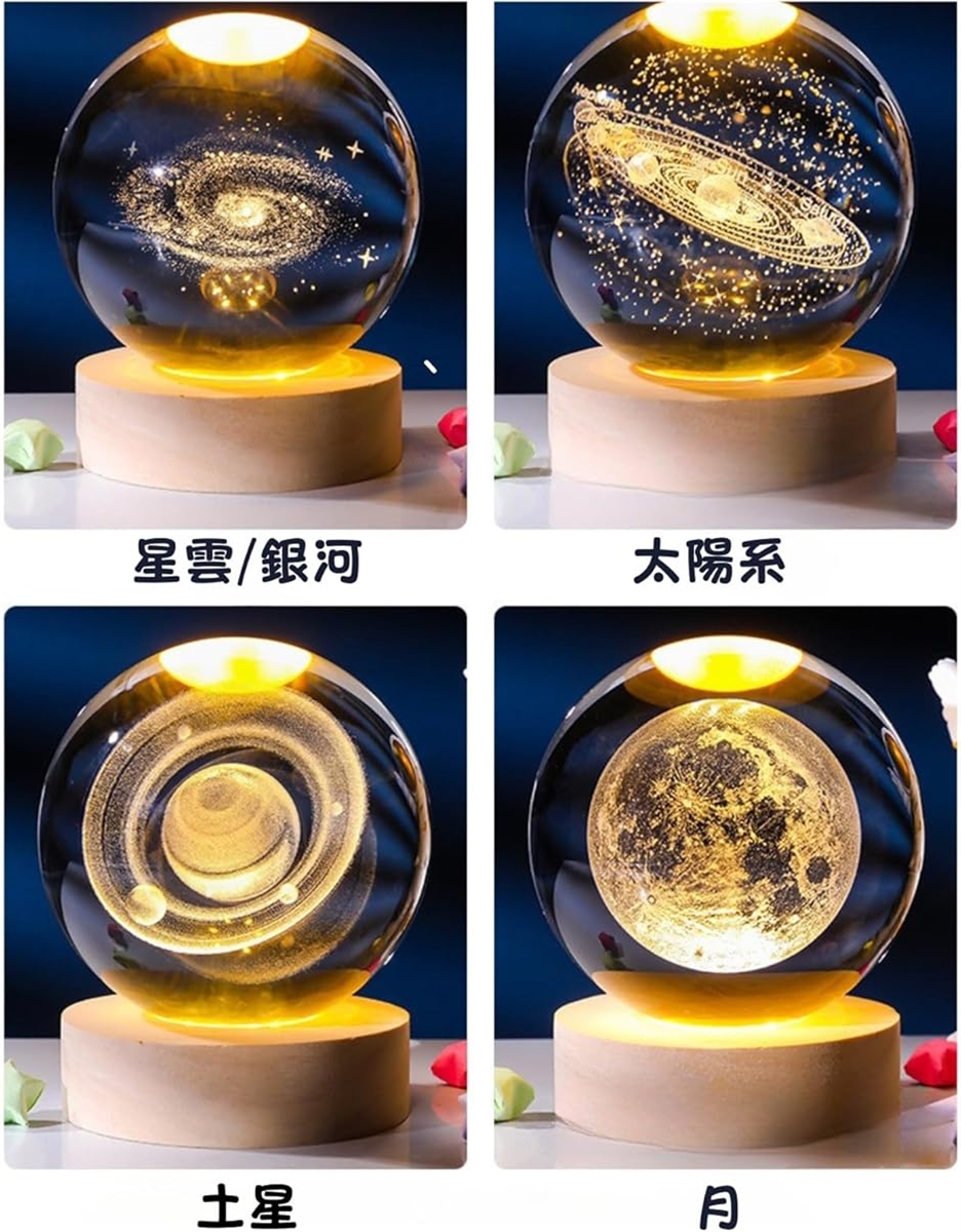 テーブルランプ ナイトライト 授乳ライト ベッドサイドランプ 間接照明 LEDライト USB給電(月,  8cm) | ブランド登録なし | 06