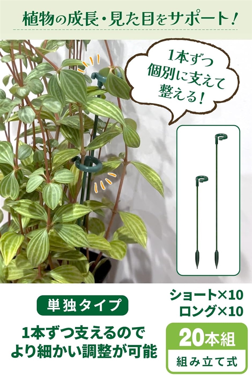 支柱 園芸 植物のプロW監修20本組 17cmx10個/27cmx10個観葉植物や花の支え(グリーン) | ブランド登録なし | 01