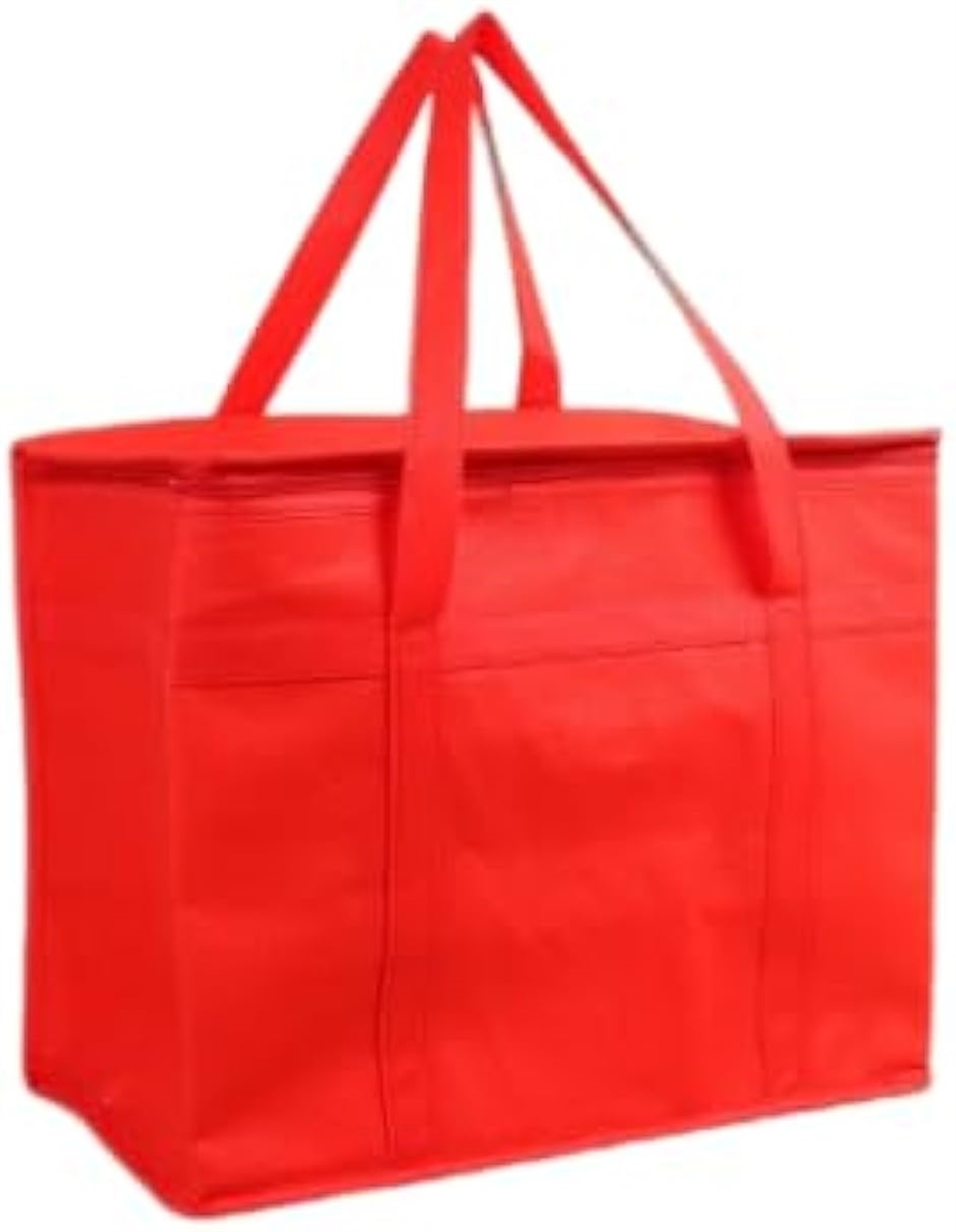 エコ バッグ 大容量 かばん 保冷 保温 買い物 30L 折り畳み 式 ジッパー(レッド,  高さ33cm、横41cm、マチ23cm) | ブランド登録なし