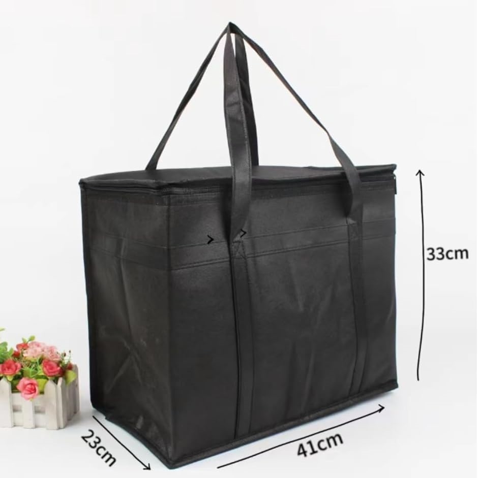 エコ バッグ 大容量 かばん 保冷 保温 買い物 30L 折り畳み 式 ジッパー(レッド,  高さ33cm、横41cm、マチ23cm) | ブランド登録なし | 03