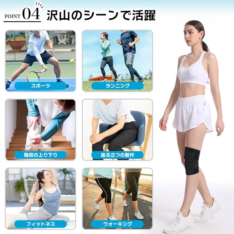 現役医師監修 膝サポーター 膝パッド 半月板 関節 がっちり固定 V字ベルト ズレにくい 軽量 通気性 作業(ブラック,  Lサイズ) | ブランド登録なし | 05