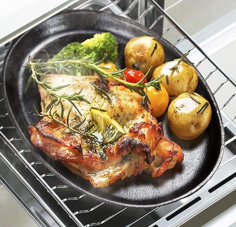 本格 鉄鋳物 鉄板 プレート ステーキ 肉 皿 敷板 ハンドル付 ガス IH グリル対応 焼肉 パスタ 焼きそば(ブラウン,  2枚組) | ブランド登録なし | 08
