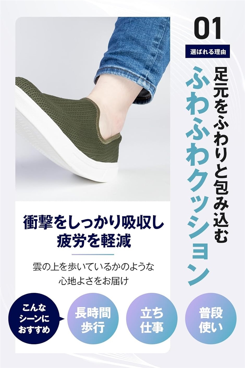 デッキシューズ スリッポン スニーカー 靴 メンズ レディース ウォーキング 軽量(ブラック,  26.0〜26.5 cm 2.5E) | ブランド登録なし | 03