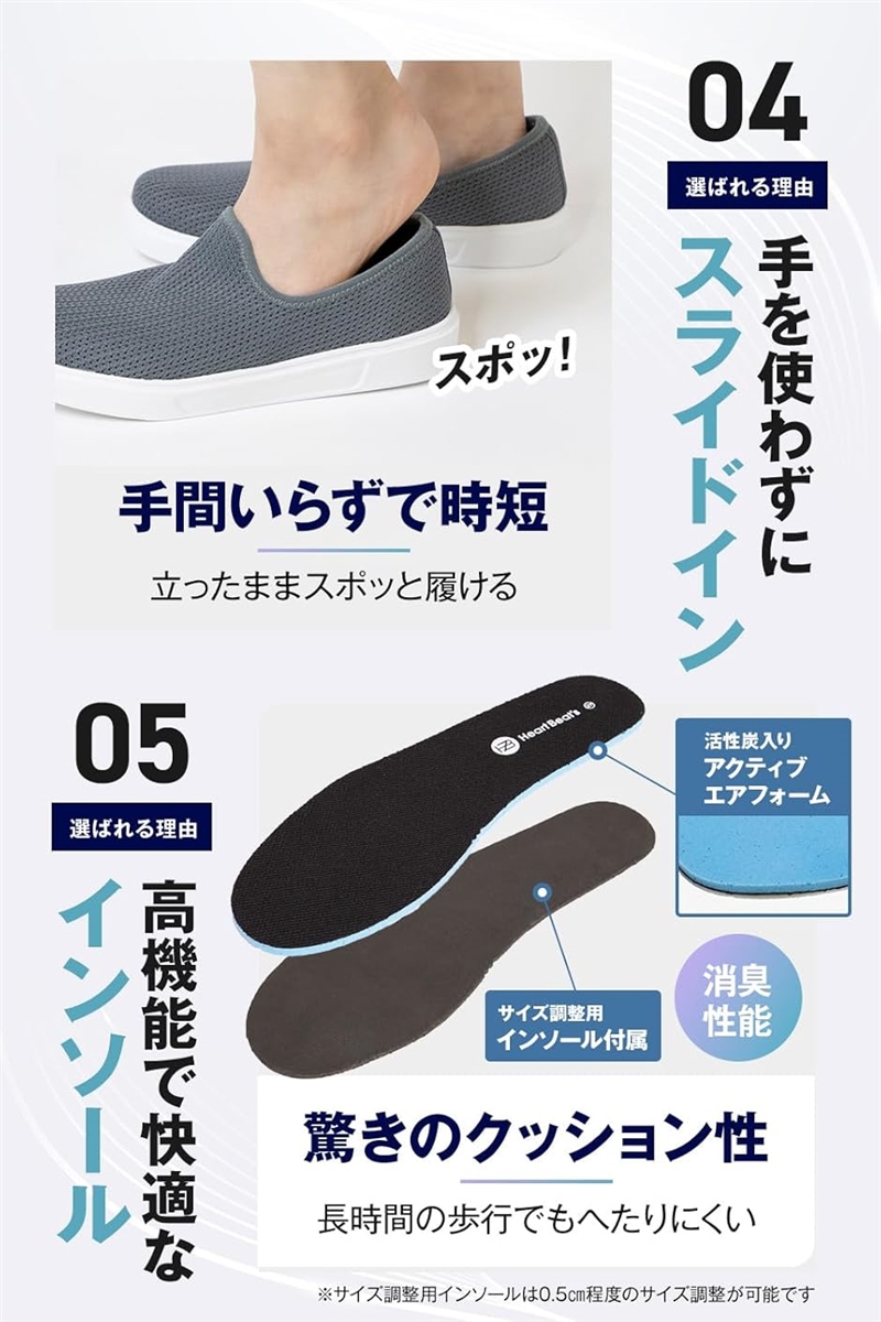 デッキシューズ スリッポン スニーカー 靴 メンズ レディース ウォーキング 軽量(ブラック,  26.0〜26.5 cm 2.5E) | ブランド登録なし | 05