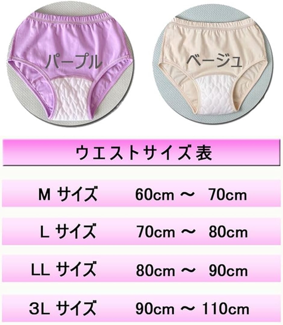 失禁 尿漏れ パンツ 失禁ショーツ 女性 レディース 吸水 尿漏れパッド 失禁用 尿失禁(パープル2枚,  M（60cm〜70cm）) | ブランド登録なし | 04