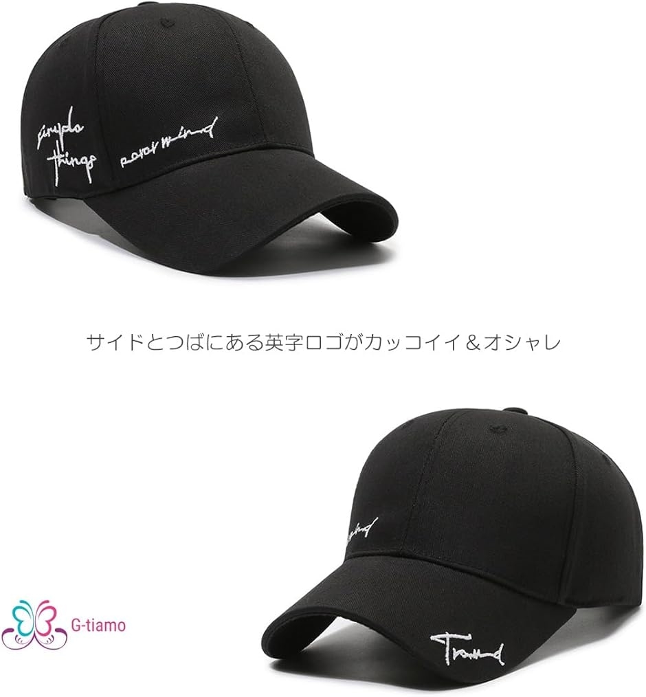 キャップ レディース 英字 ロゴ アジャスター 調節 帽子 UV おしゃれ かわいい ワンポイント( ブラック,  Free Size) | ブランド登録なし | 02
