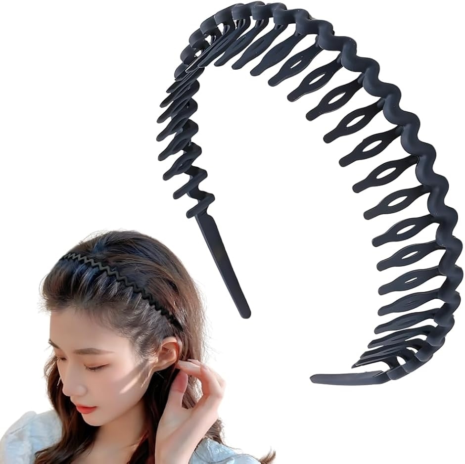 カチューシャ ブラック コーム付き ヘアバンド 洗顔 メンズ レディース 洗顔用ヘアバンド 可愛い 黒(ブラック) | ブランド登録なし
