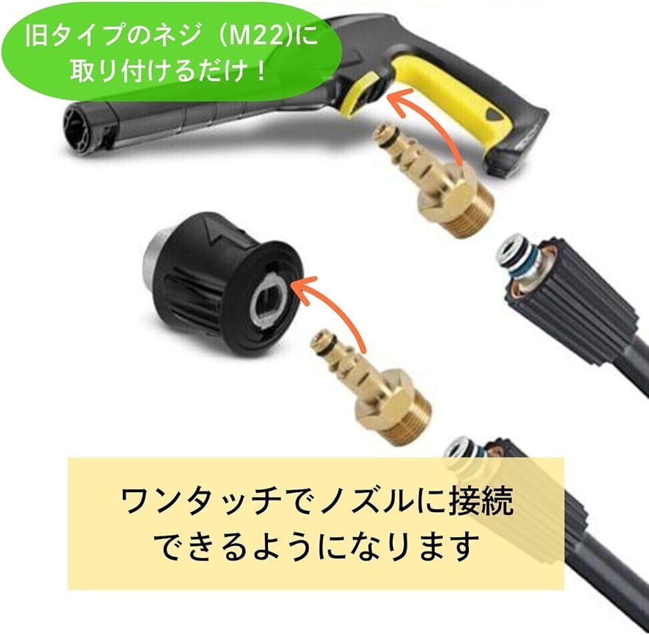 互換 変換アダプター クイックコネクト ケルヒャー M22オス 内径 14mm 高圧洗浄(ゴールド) | ブランド登録なし | 02