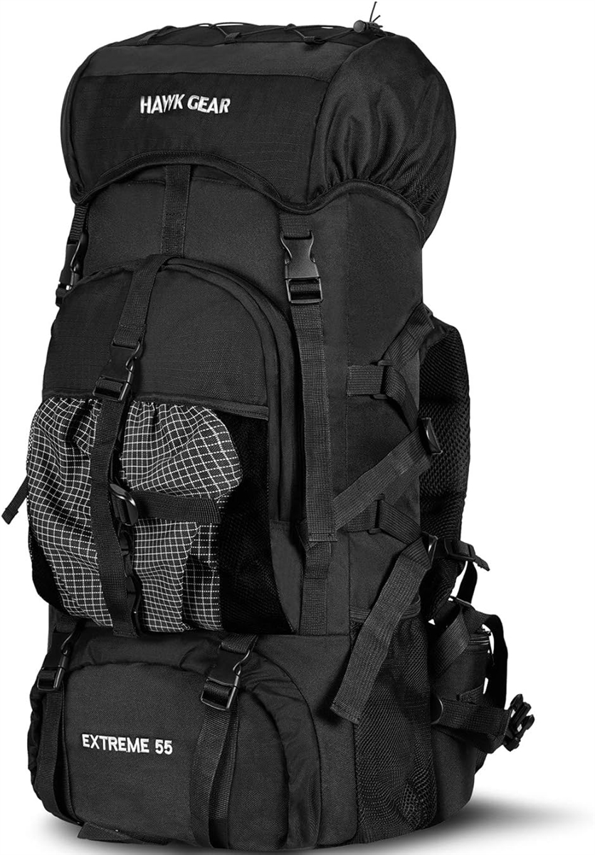 バックパック 55L 防水 大容量 レインカバー ザック 長期旅行 防災 災害( ジェットブラック,  Free Size) | ブランド登録なし