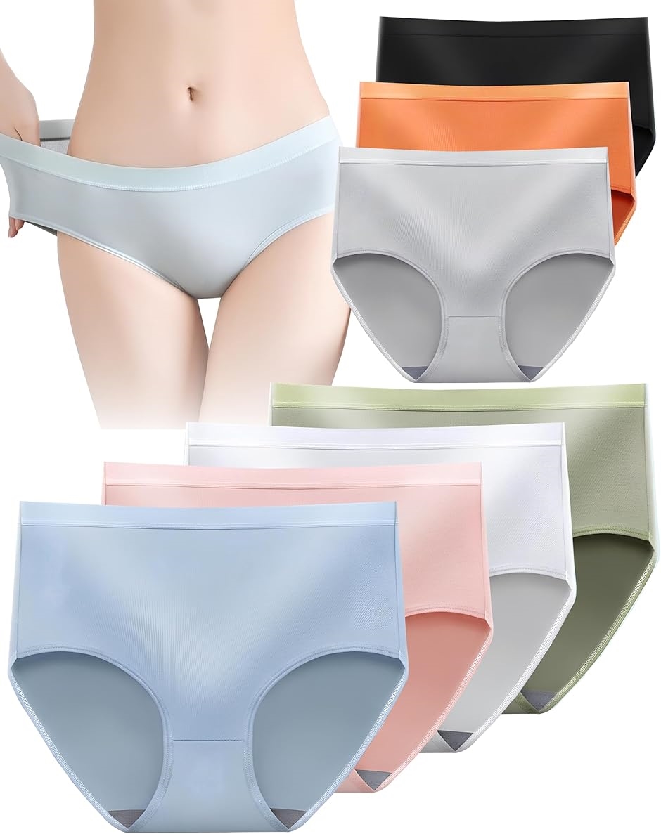 使い捨てパンツ レディース 7枚セット(ブラック、ホワイト、ブルー、グリーン、ピンク、グレー、オレンジ, M-L Regular)