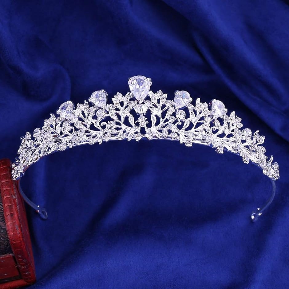 ジルコニア ティアラ ネックレス 3点セット ヘアピン付属 付け方解説書付き 結婚式 ウェディング コスプレ( シルバー,  free) | ブランド登録なし | 08