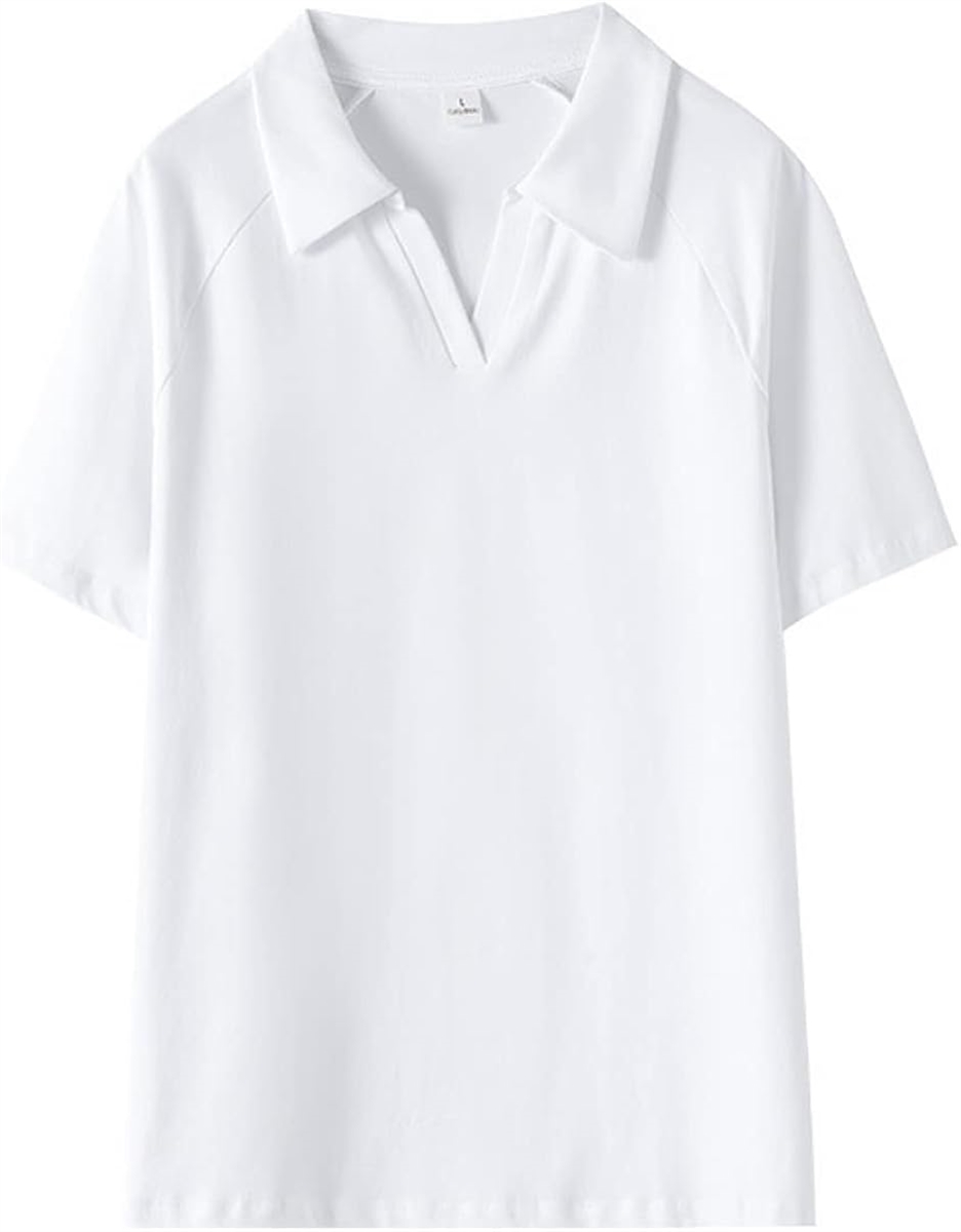 ポロ シャツ Tシャツ 半袖 無地 襟付き Vネック キレイメ レディース 白( ホワイト,  M) | ブランド登録なし | 05