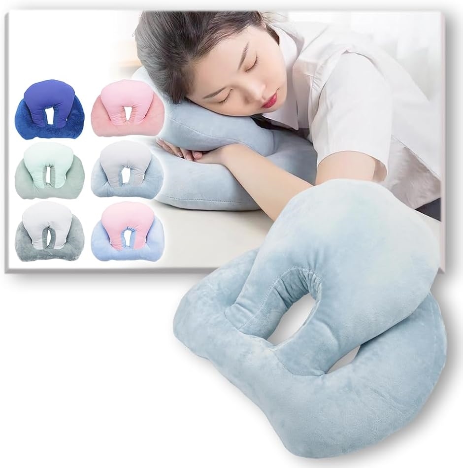 睡眠のプロ 快眠セラピスト監修ぐっすり うつ伏せ寝 お昼寝枕 デスクワーク オフィス 洗える マクラ(シルバーグレー)