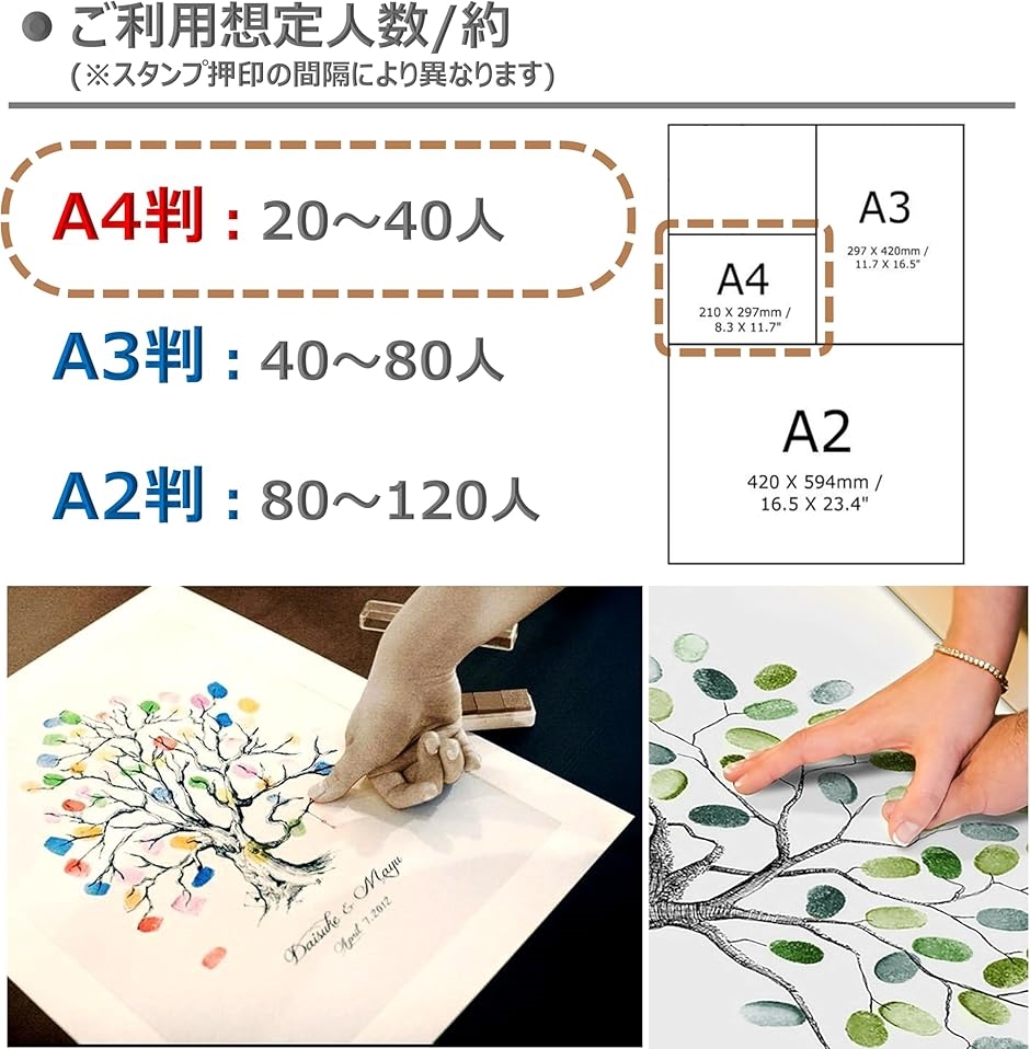 ウェディングツリー 結婚式 指紋ツリー 拇印 署名 アート ゲストブック ウェルカムボード(ワールドツリー (A4)) | ブランド登録なし | 03