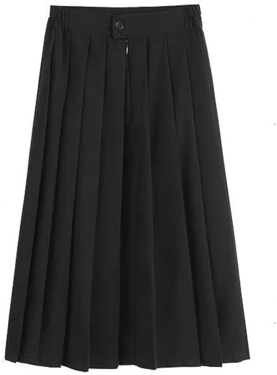 60cm プリーツスカート ミドル丈 黒 制服スカート 大きいサイズ 女子高生 セーラー服(XL)