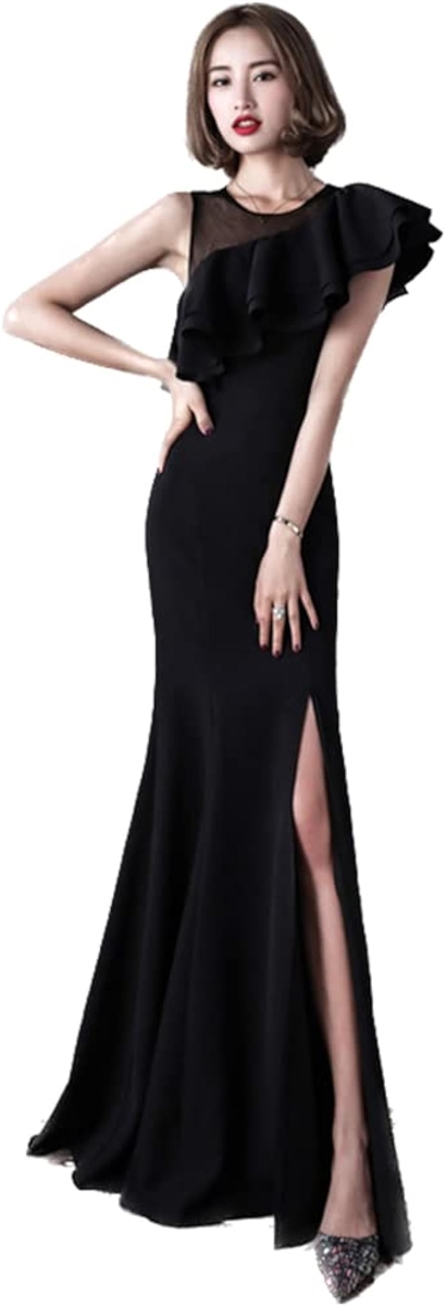 レディース ロング ドレス バーティー キャバドレス 結婚式 お呼ばれ Mサイズ( ブラック,  M) | ブランド登録なし