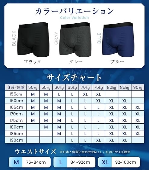 セレーニ 尿漏れパンツ 失禁 20ml 男性用 吸水ボクサーパンツ 軽失禁対応 防水 消臭抗菌 自然なシルエット(ネイビー,  XL) | ブランド登録なし | 06