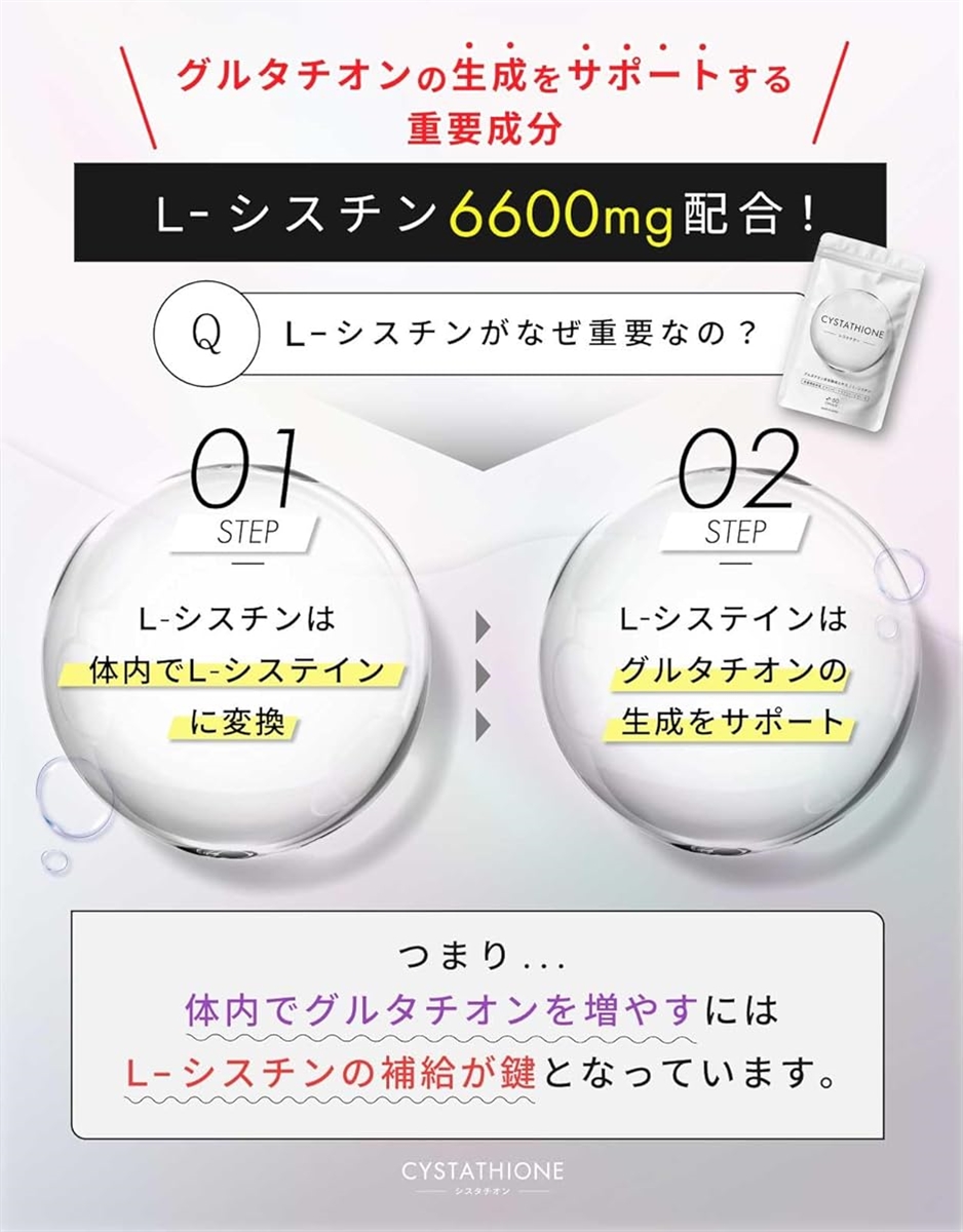 シスタチオン 飲む白玉美容サプリ グルタチオン含有酵母エキス シスチン 英国産ビタミンC システイン 30日分60粒 日本製 yeast | ブランド登録なし | 04