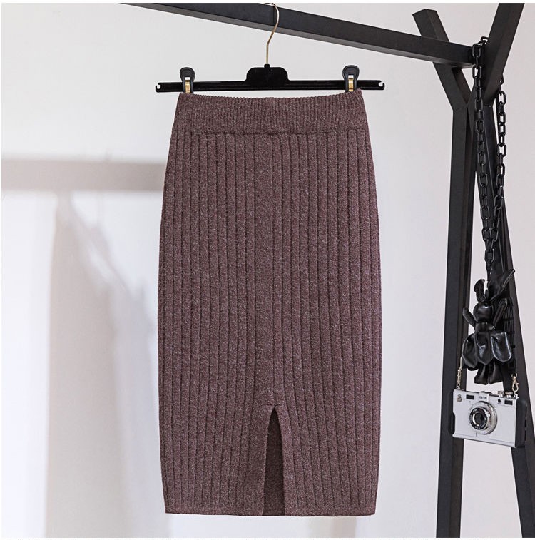 ニットスカート レディース 無地 膝上 体型カバー ひざ丈 ミモレ丈 ロング丈 ストレッチ カジュアル 通勤 オフィス 伸びる 美脚 | ホームアイホーム | 03