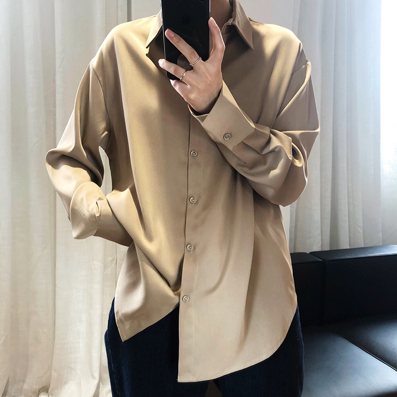 ホームアイホーム 白シャツ ブラウス サテンシャツ レディース