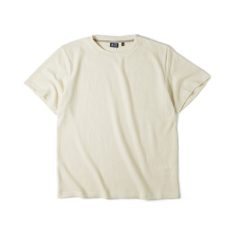 Tシャツ 半袖 メンズ 250g シンプル レトロ ワッフル クルーネック ビッグシルエット アメカ...