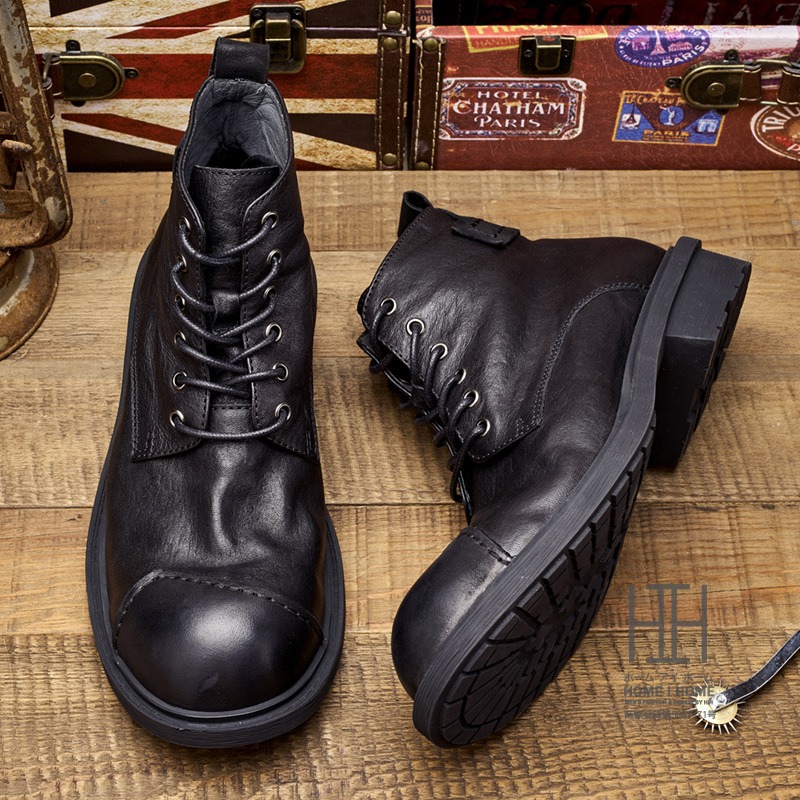 半長靴　茶色 ミリタリーブーツ レースアップ 楽天市場】24-29cm ショットブーツ メンズ 編み上げブーツ