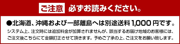 北海道、沖縄および一部離島へは別途送料1000円です