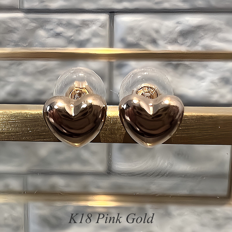 K18 ハートピアス 5mm 18金 ピアス スタッドピアス ハート イエロー