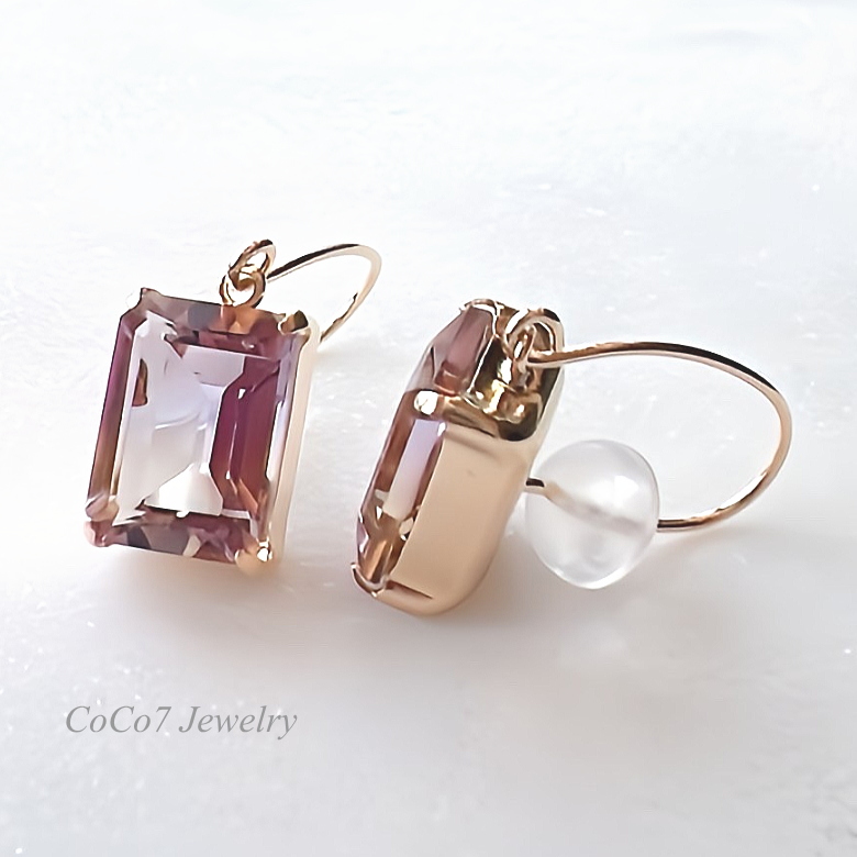 アメトリン ピアス 18金 ジュエリー フックピアス レディース