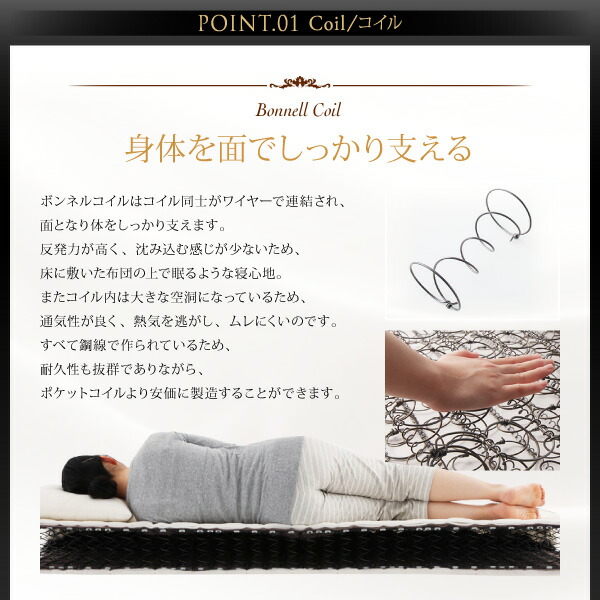 日本人技術者設計 超快眠 マットレス 抗菌防臭防ダニ ホテルプレミアム ボンネルコイル硬さ：かため クイーン_7