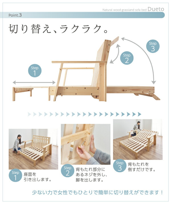 敷布団で楽しむ伸縮型天然木すのこソファベッド 布団セット 幅140cm