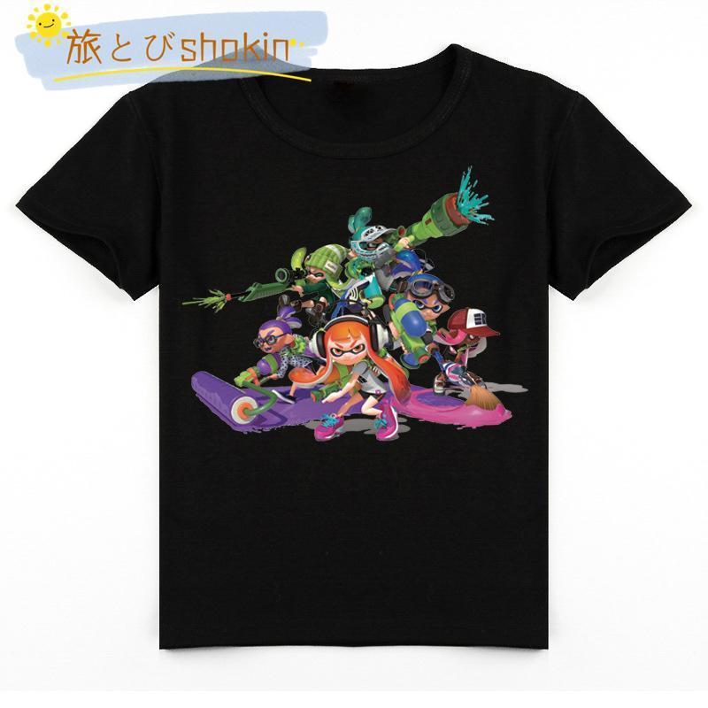 スプラトゥーン 子供服 半袖Tシャツ 女の子 男の子 丸い襟