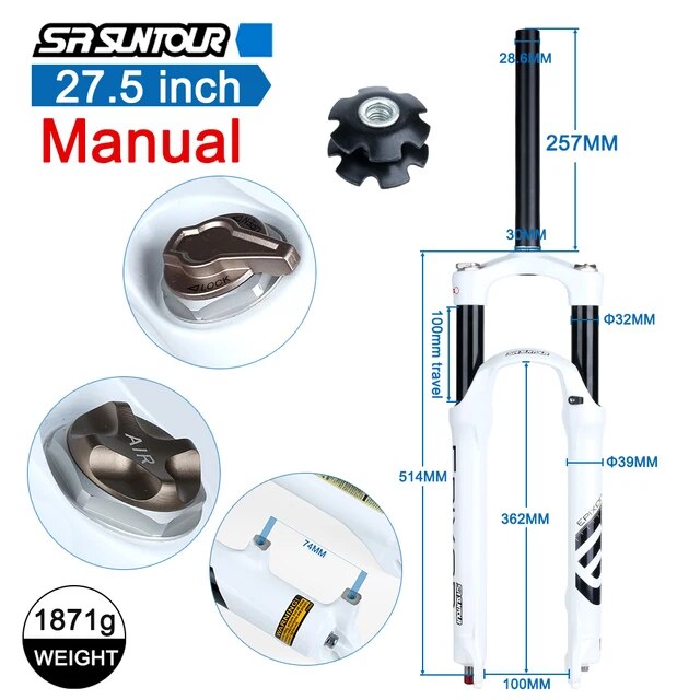 Sr suntour epixon-マウンテンバイクフロントフォーク,ショックアブソーバー,リモートサスペンション,26/27/29インチ,100mm