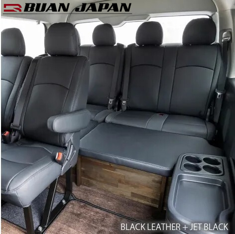 200系ハイエースワゴンGL用 ボックスベッドキット(ブラックレザー