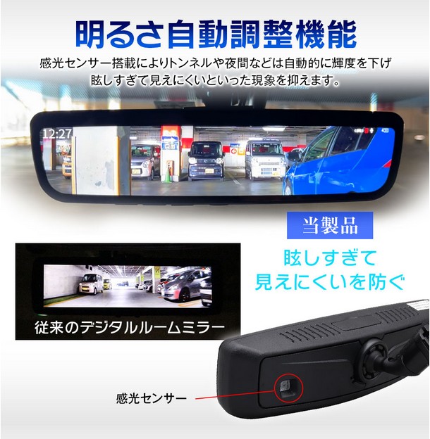 純正交換タイプデジタルインナーミラー9.6インチ MDR-PRO1-S【マックス