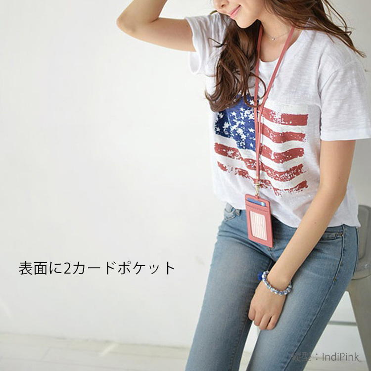 本革/革/牛革/レザー/レディース/女性用/カードケース/カードホルダー/名刺入れ/名刺ケース/財布/二つ折り/IDカード/定期券/カード収納/留め具/黒/人気/ブランド/小銭入れ/小銭いれ/財布