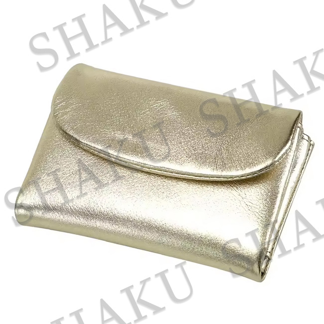 ゴージャス 三つ折り財布 本革 革 レザー ゴールド シルバー 金 銀