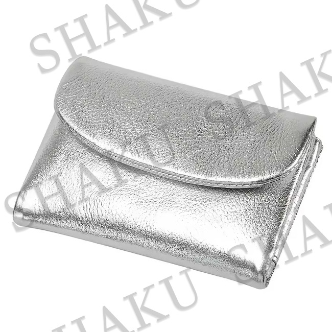 ゴージャス 三つ折り財布 本革 革 レザー ゴールド シルバー 金 銀