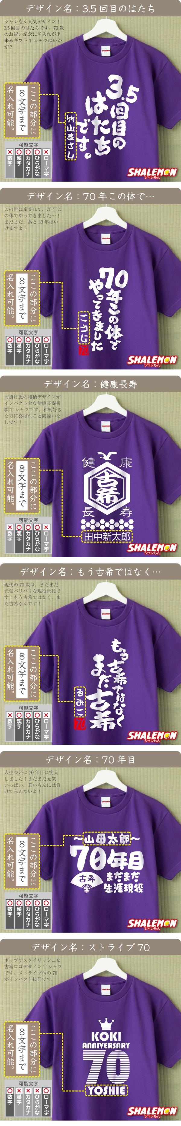 シャレもん 古希祝い 男性 女性 70歳 ( 名入れ Tシャツ お祝い 選べる