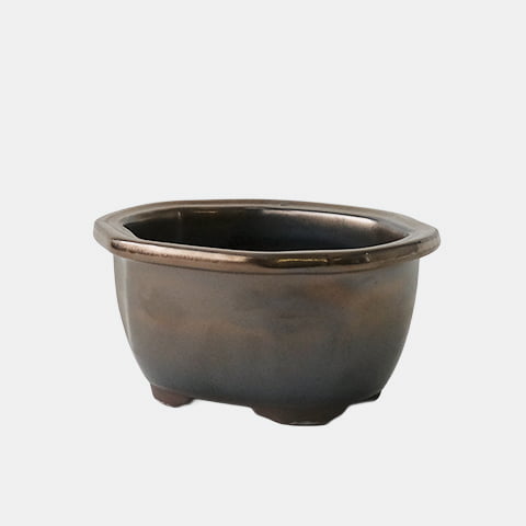 BONSAI PLANTER【 MOKKO 】 ブロンズ W17cm×H8.5cm 陶器 植木鉢 ウ泥鉢