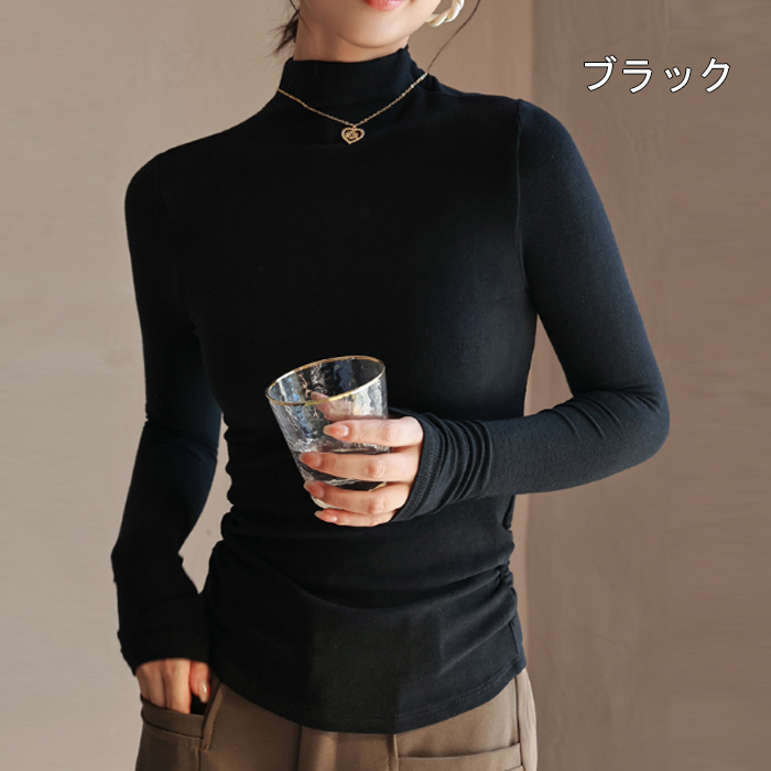 レディース トップス カットソー ニット 肌着 長袖 春秋冬 プルオーバー ハイネック 通勤 インナーシャツ 重ね着 普段着 部屋着 薄手 着回し 柔らかい 無地 LL |  | 06