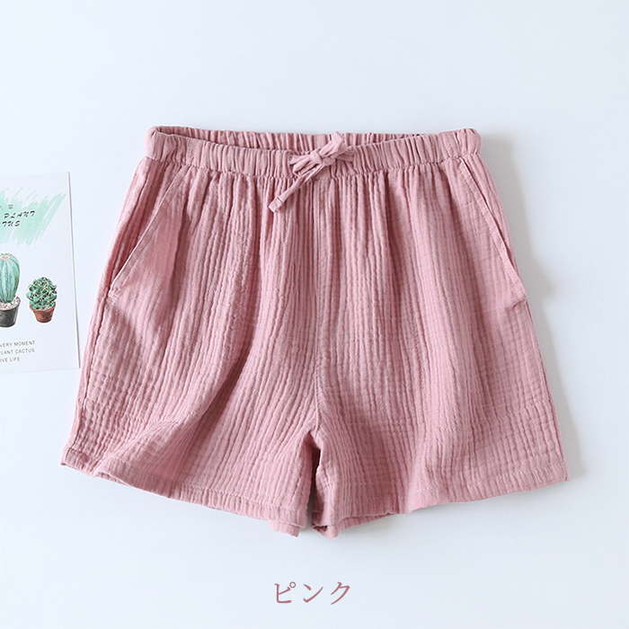 レディーズ メンズ ハーフ ショートパンツ ルームパンツ パンツ単品 パンツ 半ズボン 部屋着 ポケット付き 紐付き 綿100% コットン 敏感肌 速乾 吸汗 薄い 軽い |  | 01
