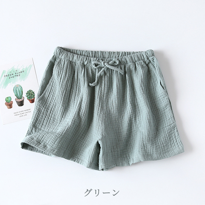 レディーズ メンズ ハーフ ショートパンツ ルームパンツ パンツ単品 パンツ 半ズボン 部屋着 ポケット付き 紐付き 綿100% コットン 敏感肌 速乾 吸汗 薄い 軽い |  | 05