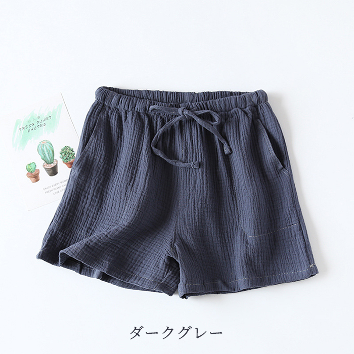 レディーズ メンズ ハーフ ショートパンツ ルームパンツ パンツ単品 パンツ 半ズボン 部屋着 ポケット付き 紐付き 綿100% コットン 敏感肌 速乾 吸汗 薄い 軽い |  | 03
